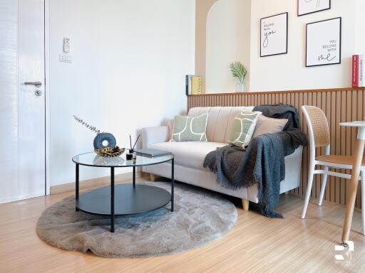 Cozy living room with round coffee table