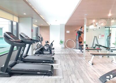 Modern gym with various exercise machines