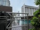 Rooftop pool area with city view