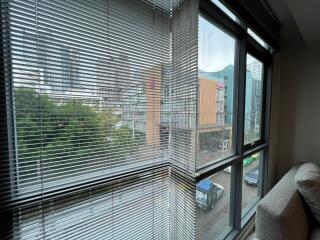 View from living room with large windows