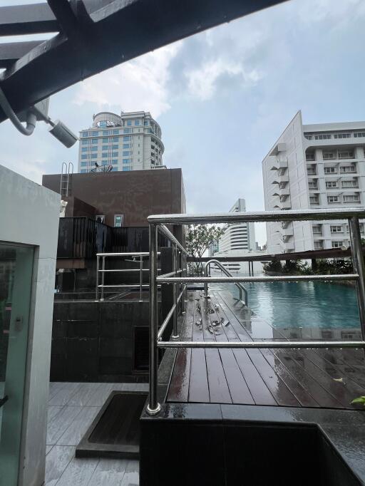 Outdoor pool with city view