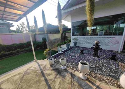 Beautifully landscaped outdoor area with modern garden features