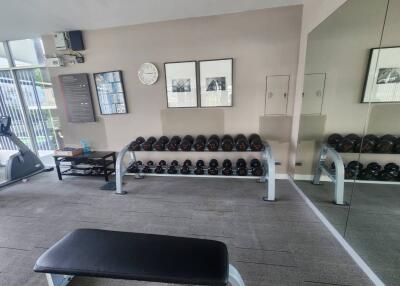 Modern gym with equipment and mirrors