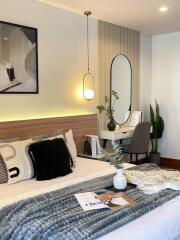 Modern bedroom with decorative elements