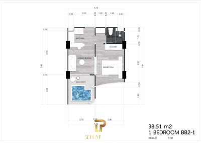 39 ตรม., 1 ห้องนอน, 1 ห้องน้ำ คอนโด ราคา ฿ 3,650,000