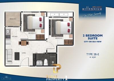 Cozy New 2 Bedroom High Floor Unit At Arcadia Millennium Tower