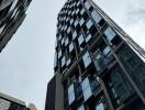 Modern high-rise buildings seen from below