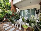 Outdoor patio with plants and decorative elements