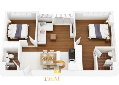 2 Bedroom condo corner unit in Hua Hin