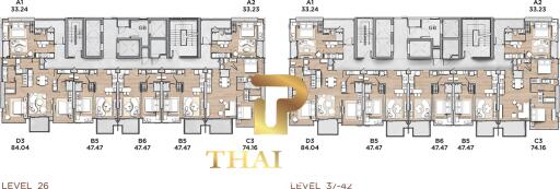 High Floor Luxury 2 Bedroom Condo On 84 SQM. - Arom Jomtien (Off-plan)