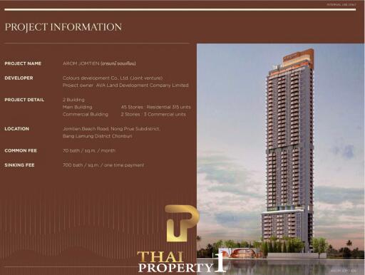 Arom Jomtien - Top Floor Off-plan 2 Bed Unit With Great View