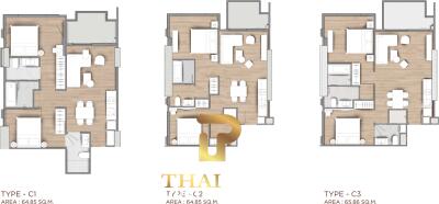 2 Bedroom Luxury Condo On 64.85 SQM. - Arom Jomtien (Off-plan)