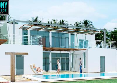 Modern beachfront house with a swimming pool