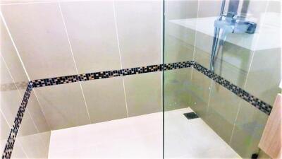 Modern bathroom with tiled shower