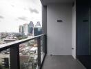 Spacious balcony with a city view