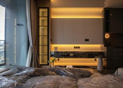 Modern bedroom with ambient lighting