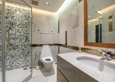 Modern bathroom with shower and toilet