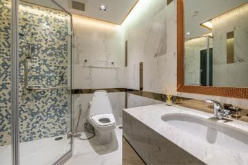 Modern bathroom with shower and toilet