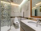 Modern bathroom with shower and toilet