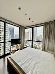 Modern bedroom with city view