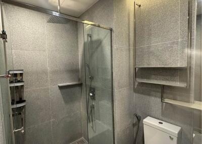 Modern bathroom with shower and toilet