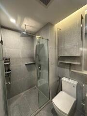 Modern bathroom with shower and toilet