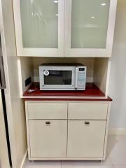 kitchen with microwave and cabinets