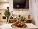 Living room with decorative elements and TV