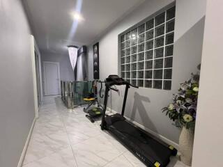 Hallway with fitness equipment