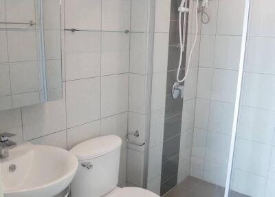 Modern bathroom with shower and toilet