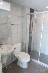 Modern bathroom with shower and toilet