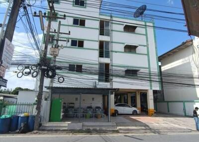 Exterior view of a multi-story apartment building