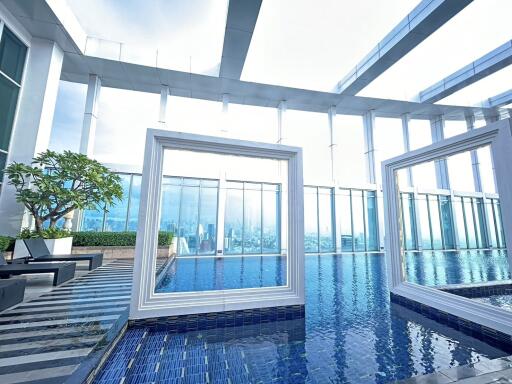 Rooftop swimming pool with city view