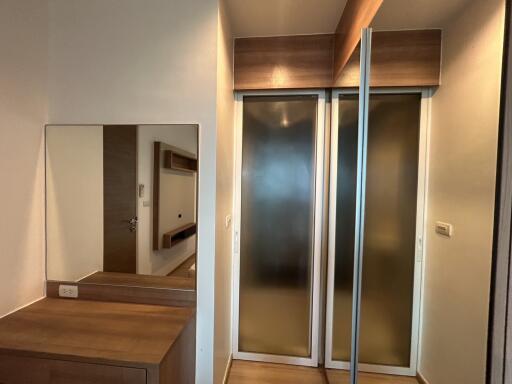 Modern bedroom with built-in wardrobe