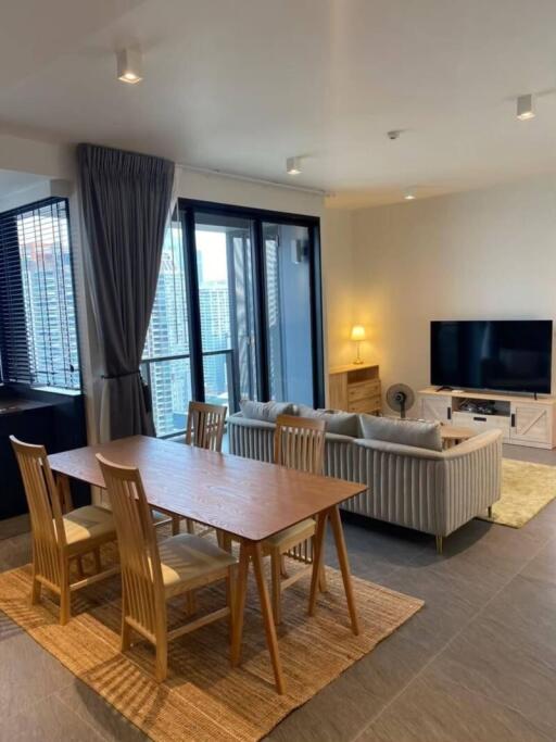 Modern living room with dining area