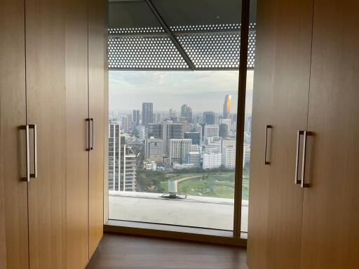 Walk-in closet with city view