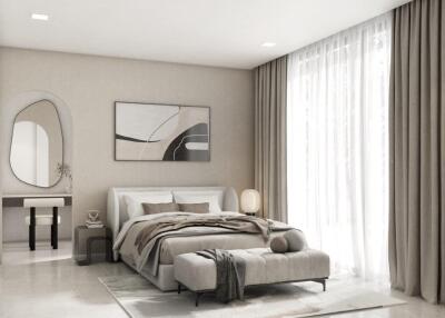 Spacious and modern bedroom with stylish decor