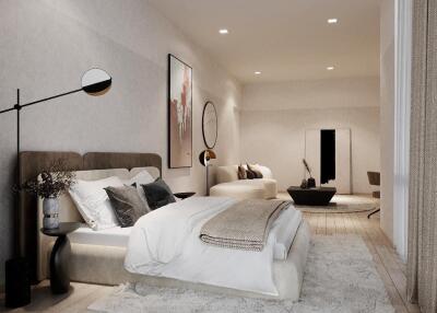 Spacious modern bedroom with contemporary decor