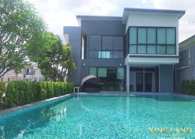 Modern two-story house with a swimming pool