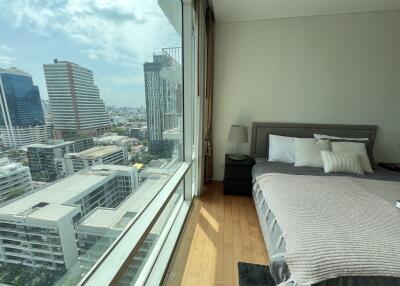 Modern bedroom with city view