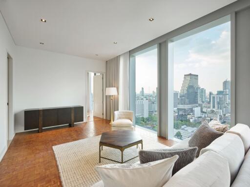 Spacious living room with city view