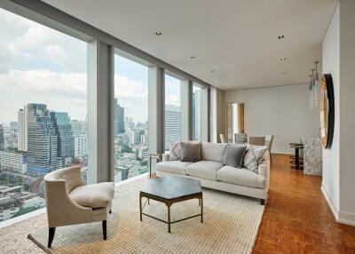 Modern living room with city view