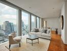 Modern living room with city view