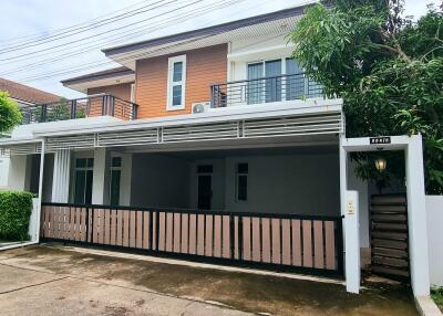 Exterior view of a modern two-story house