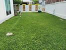 Backyard with lawn in residential area