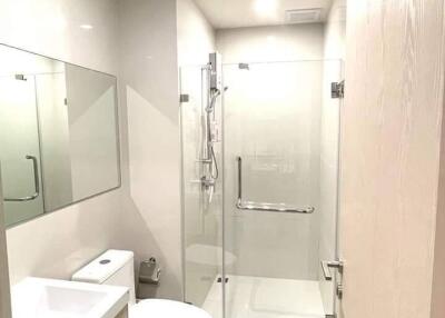 Modern bathroom with shower and toilet