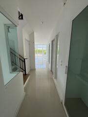 Bright and modern hallway with glass doors