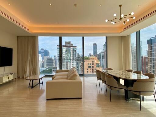 Modern living room with city view