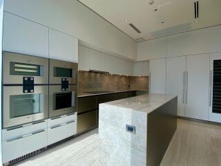 Modern kitchen with island and built-in appliances