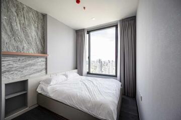 Modern bedroom with city view